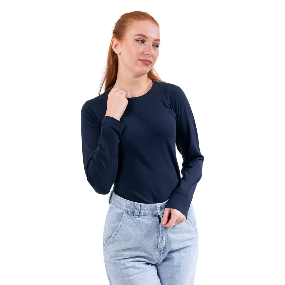 T-Shirt Women's With Sleeves Long Neck Round