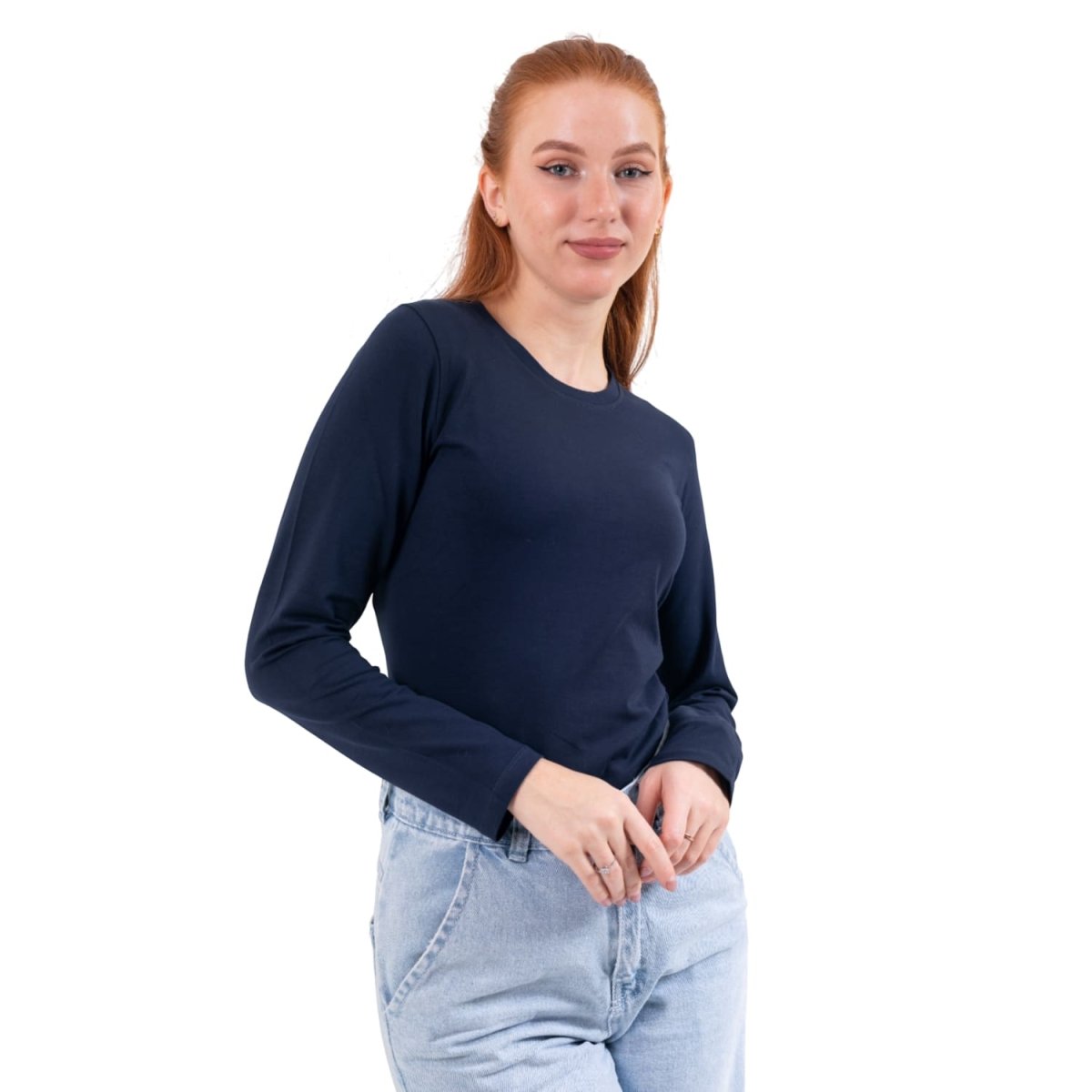 T-Shirt Women's With Sleeves Long Neck Round
