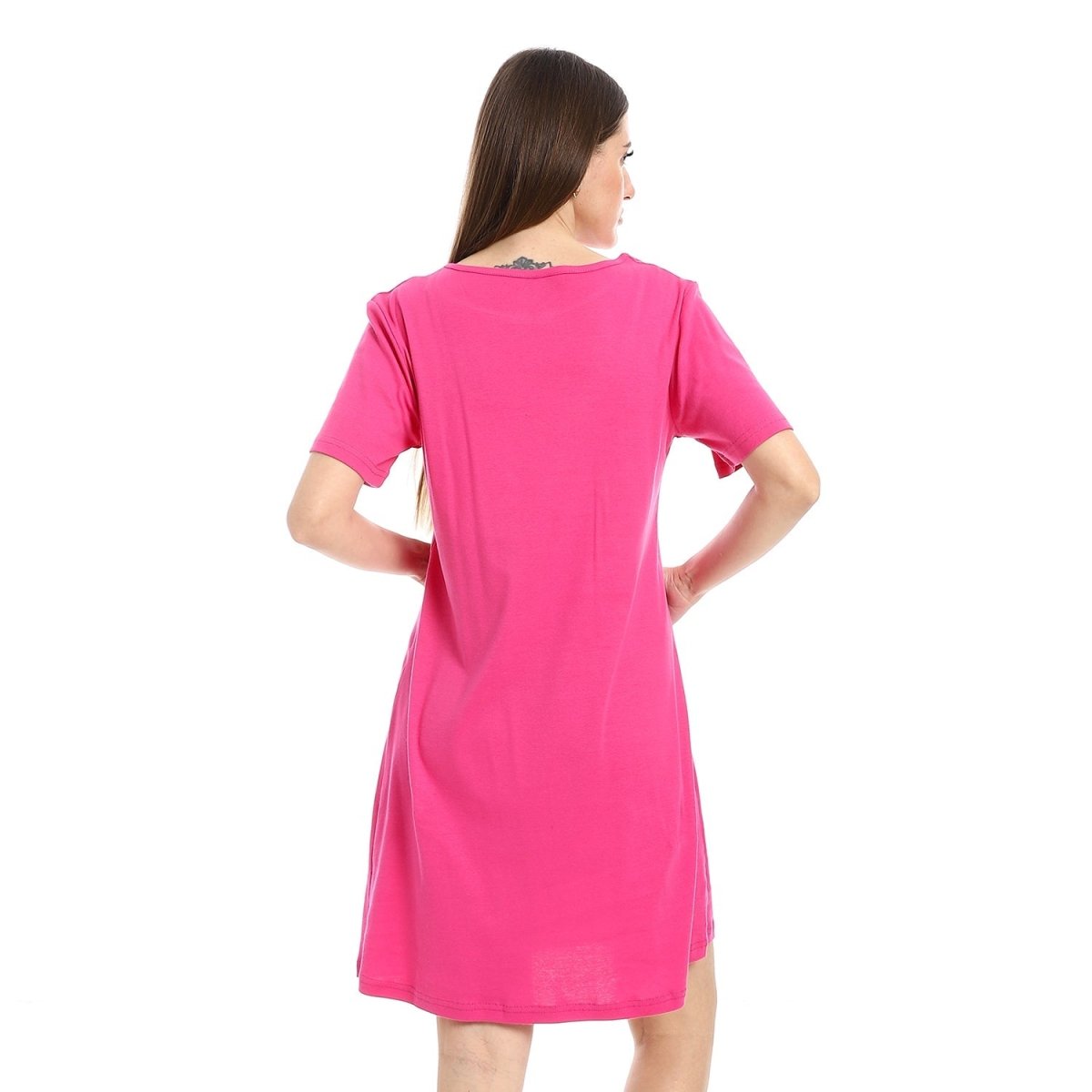 Shirt Sleep Women's With Sleeves Short 100 % Cotton