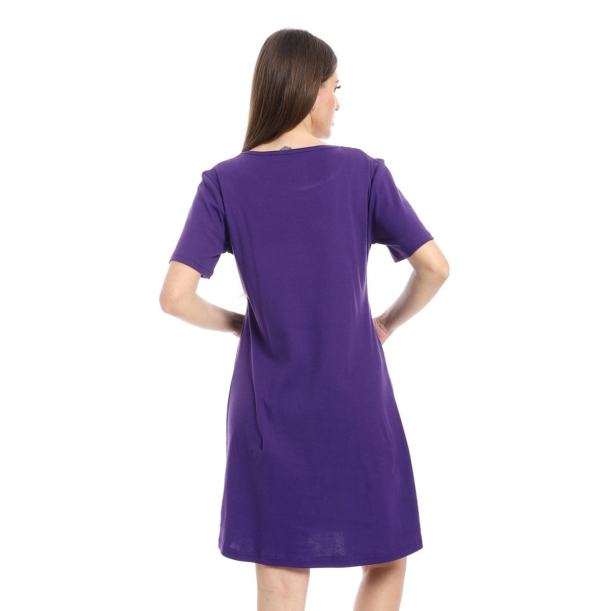 Shirt Sleep Women's With Sleeves Short 100 % Cotton
