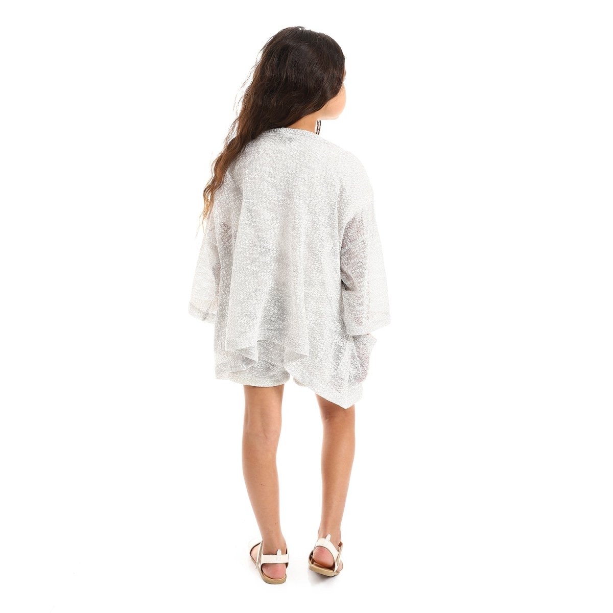 Cardigan Shorts For Girls With Sleeves 3 4 And Pattern Knitted