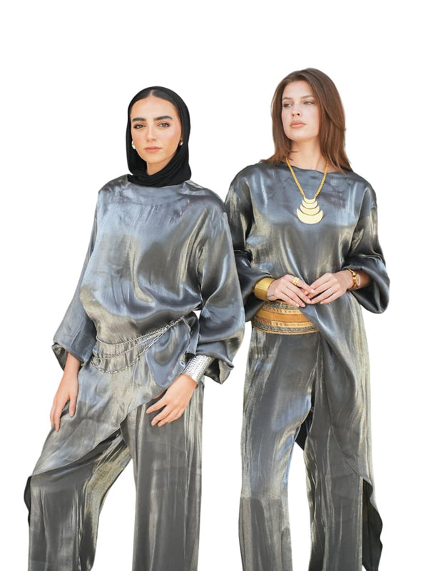 طقم حريمي شمر جراي أنيق للمناسبات
