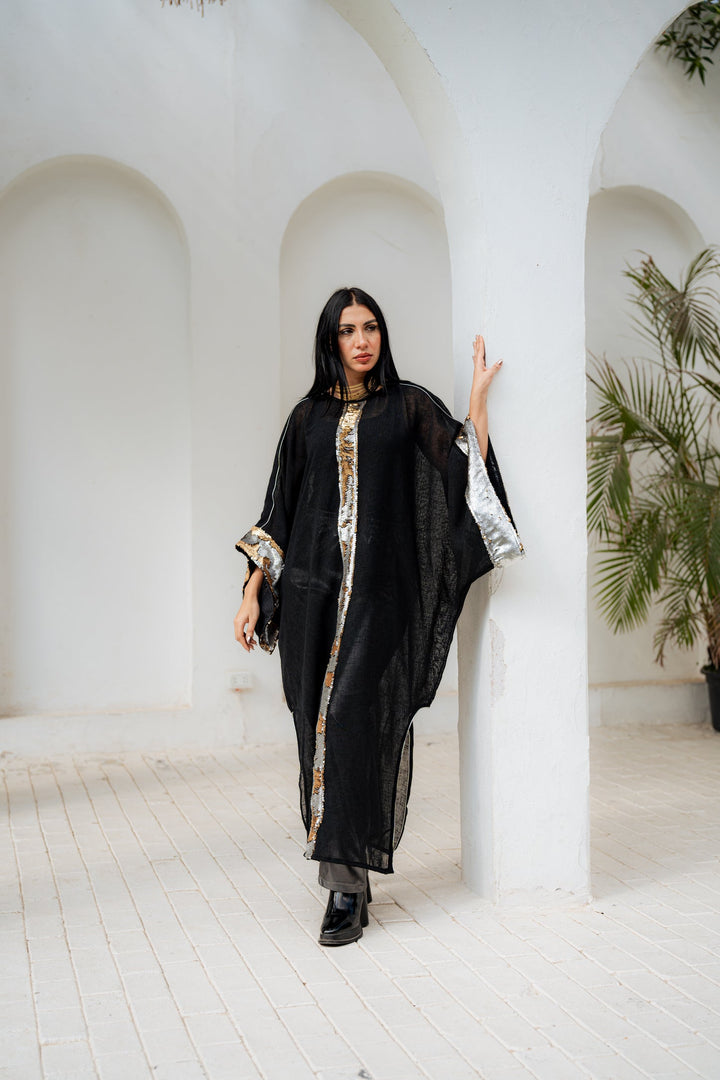 Rose Gold Payette Linen Kaftan