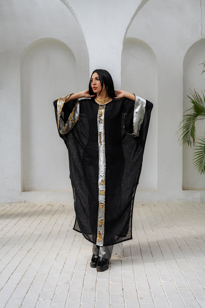 Rose Gold Payette Linen Kaftan