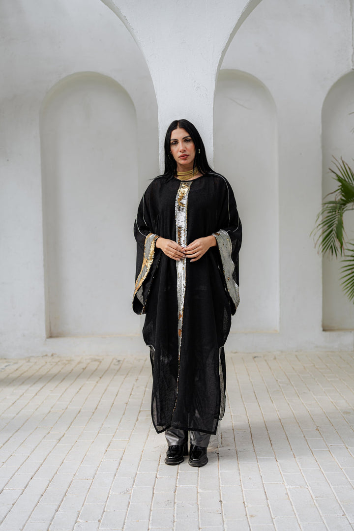 Rose Gold Payette Linen Kaftan
