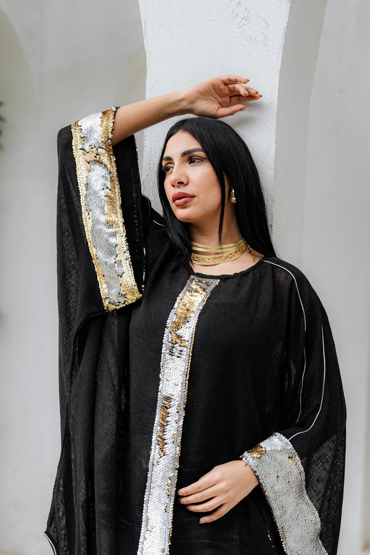 Rose Gold Payette Linen Kaftan