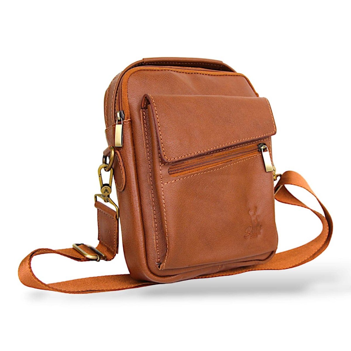 Bag Crossbody Men's Leather Natural Practical