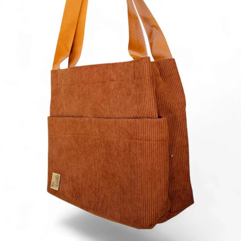 Corduroy Velvet Tote Bag for Women Double Handle Casual Shoulder Bag with Internal Pockets