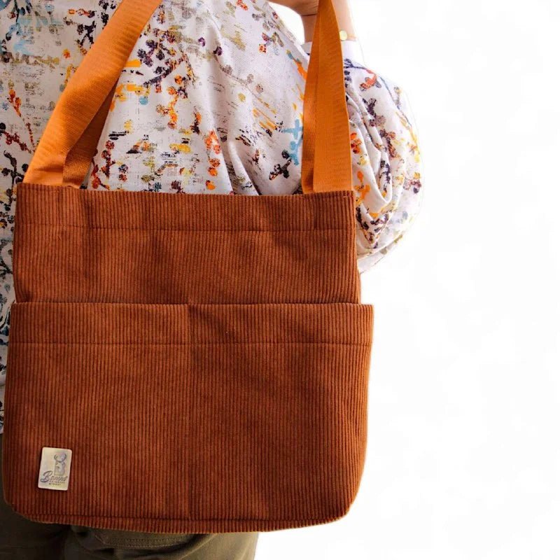 Corduroy Velvet Tote Bag for Women Double Handle Casual Shoulder Bag with Internal Pockets