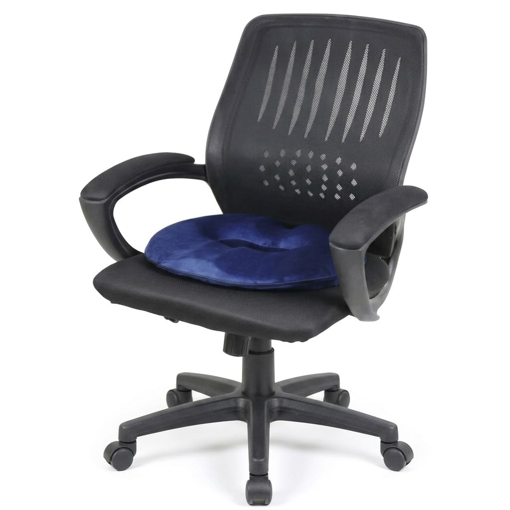 Memory foam hemorrhoid seat with a central opening to relieve pressure while sitting - Multiple uses