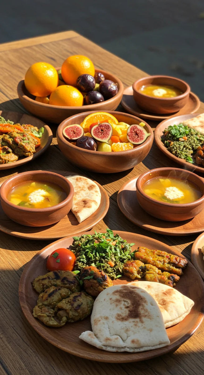 طقم عشاء لشخصين من خشب السرسوع الطبيعي
