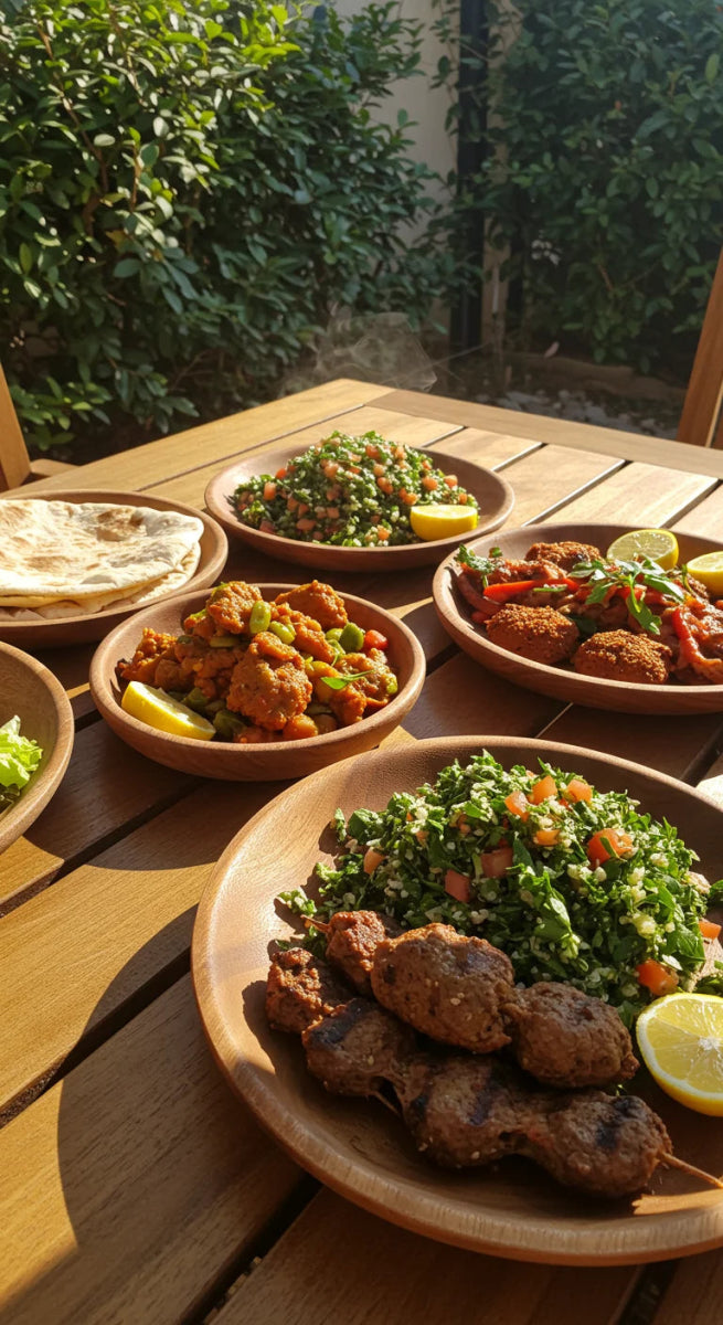 طقم عشاء لشخصين من خشب السرسوع الطبيعي