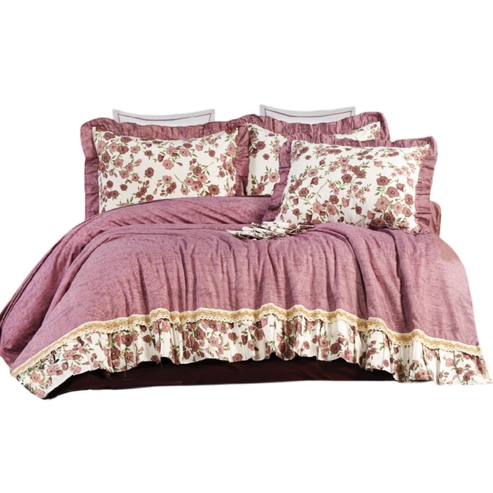 Set Sheet Bed 4 Pieces Mauve Floral