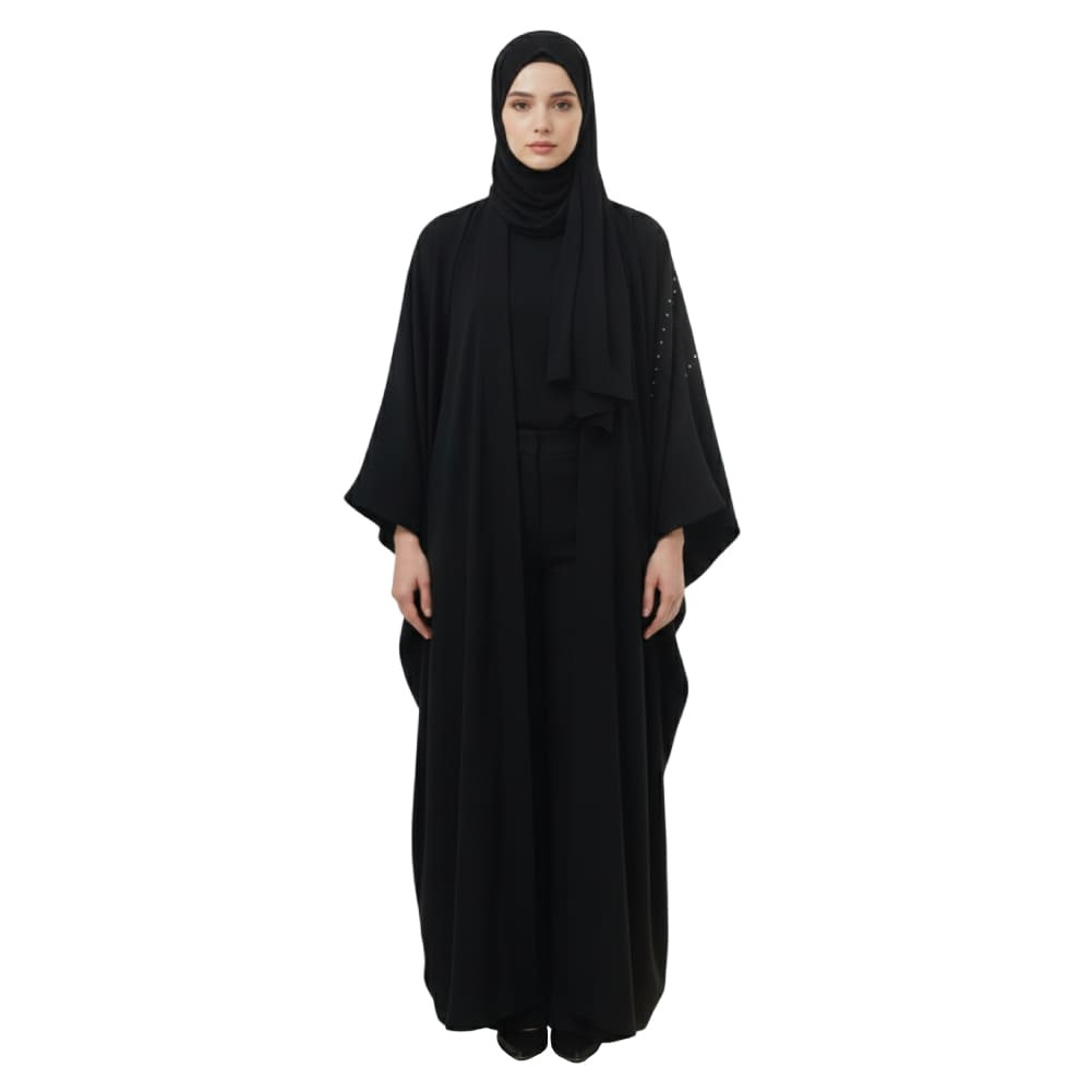 Abaya Cloche Black Classic With Details Crystal