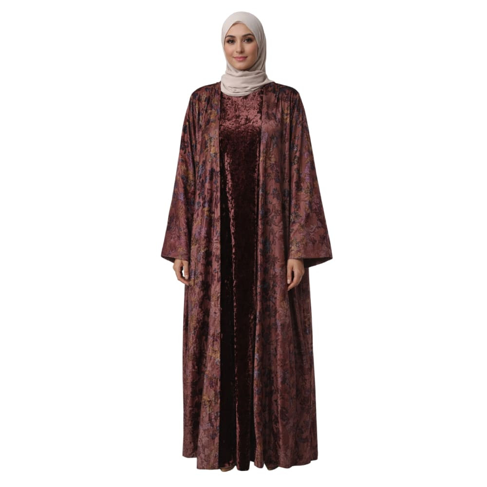 Abaya Velvet Premium With Patterns Classic Colors Warm