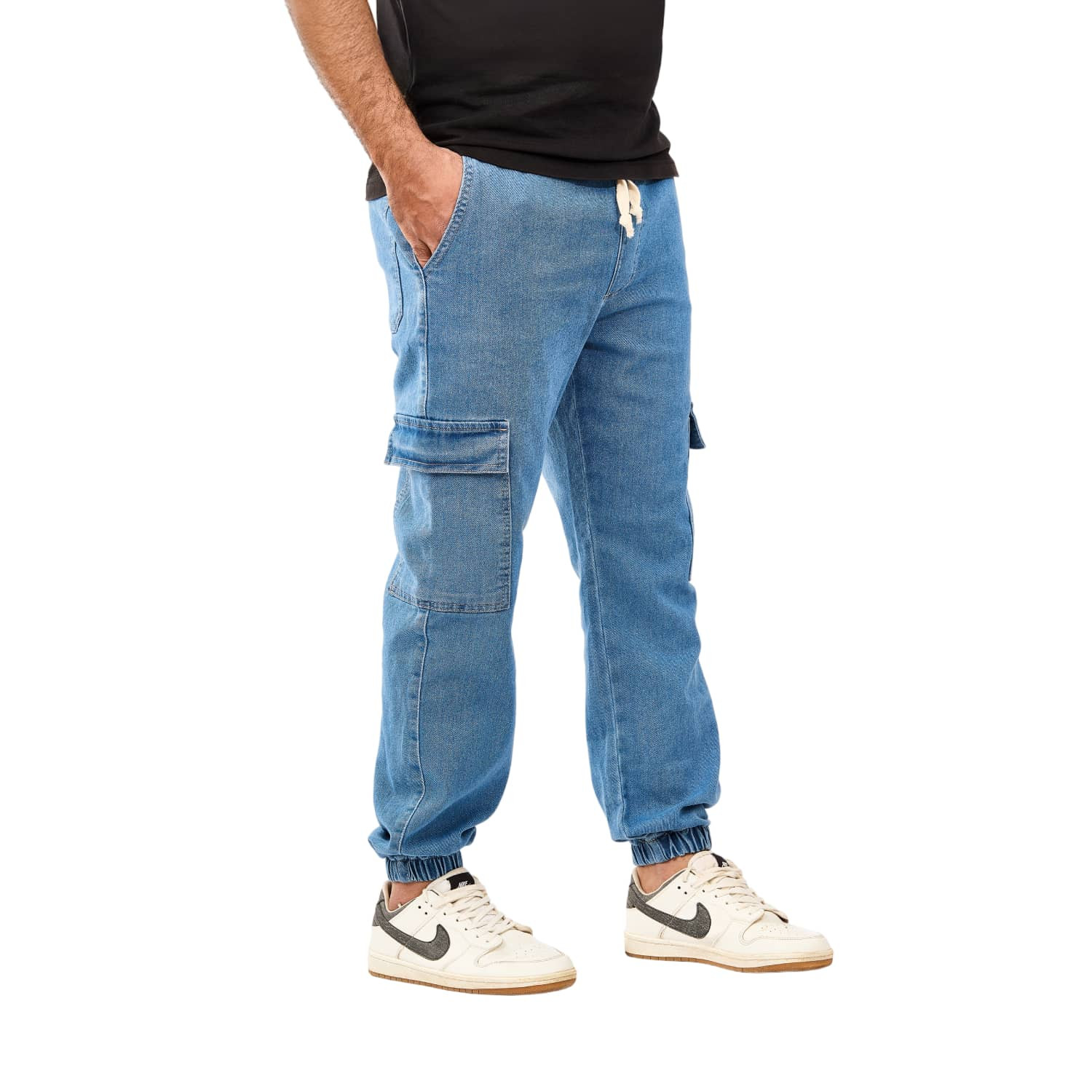 Pants Jeans Cargo Jogger With Laces Waist Flexible