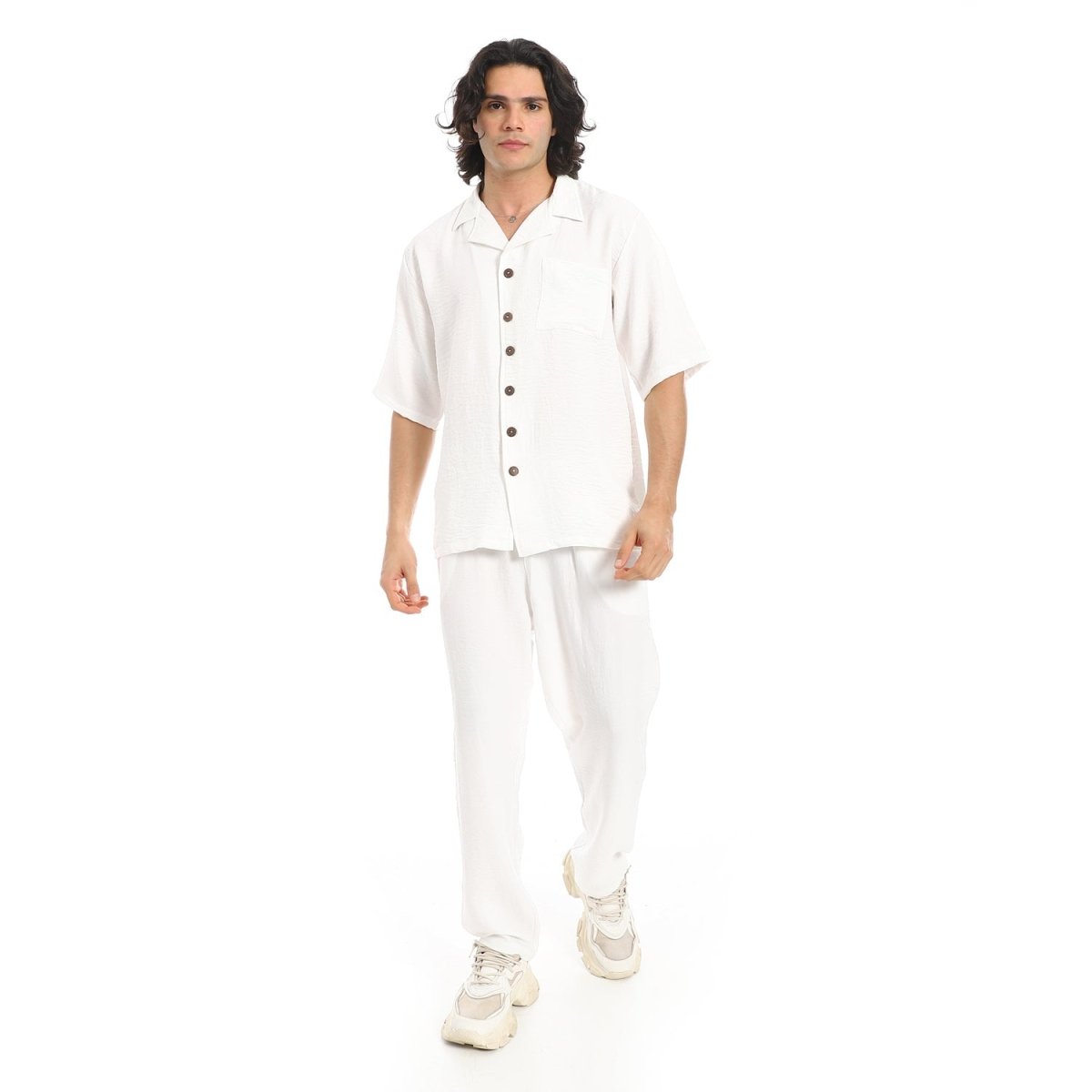 Set Shirt Pants From Linen Collar Folded