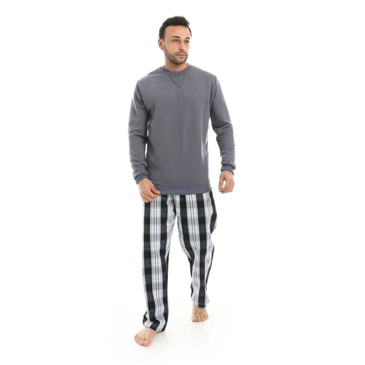 Pajamas Men's Summer Milton Neckline Round Pants Patterned
