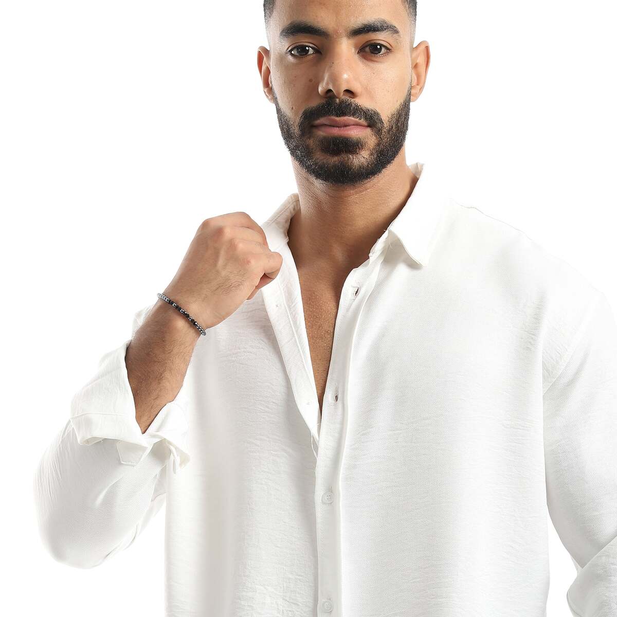 Shirt Men's Plain With Sleeves Long And Collar Folded
