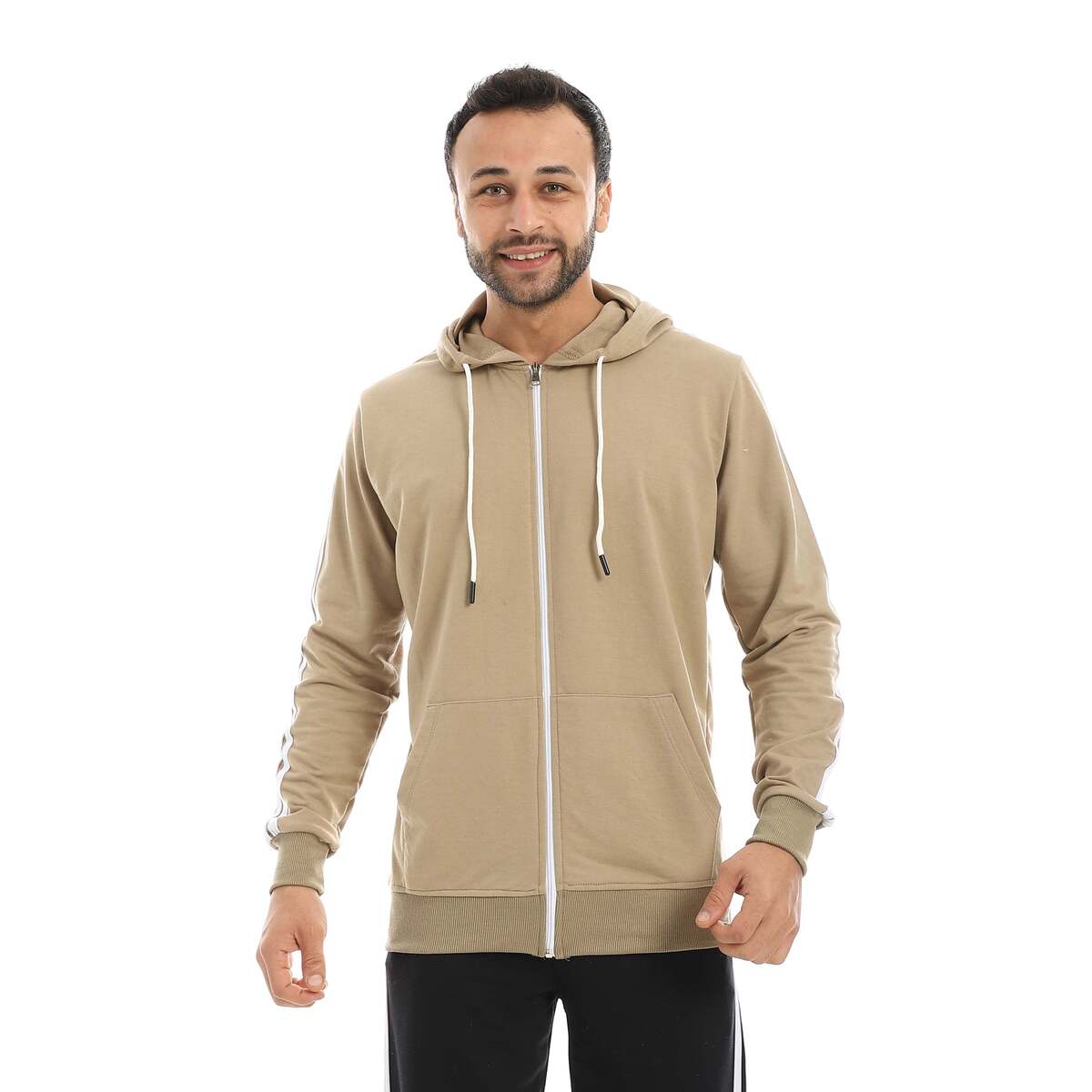 Men's With Zipper White Fabric
