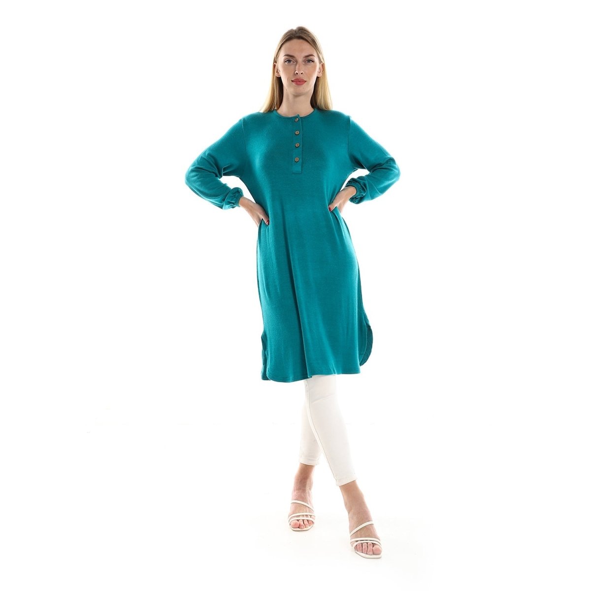 Jacket Women's Knitted With Sleeves Long Buttons