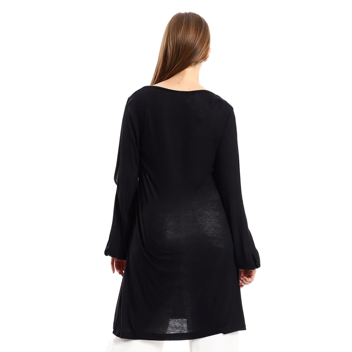 Tunic Collar Round Sleeves Side Multi Colors