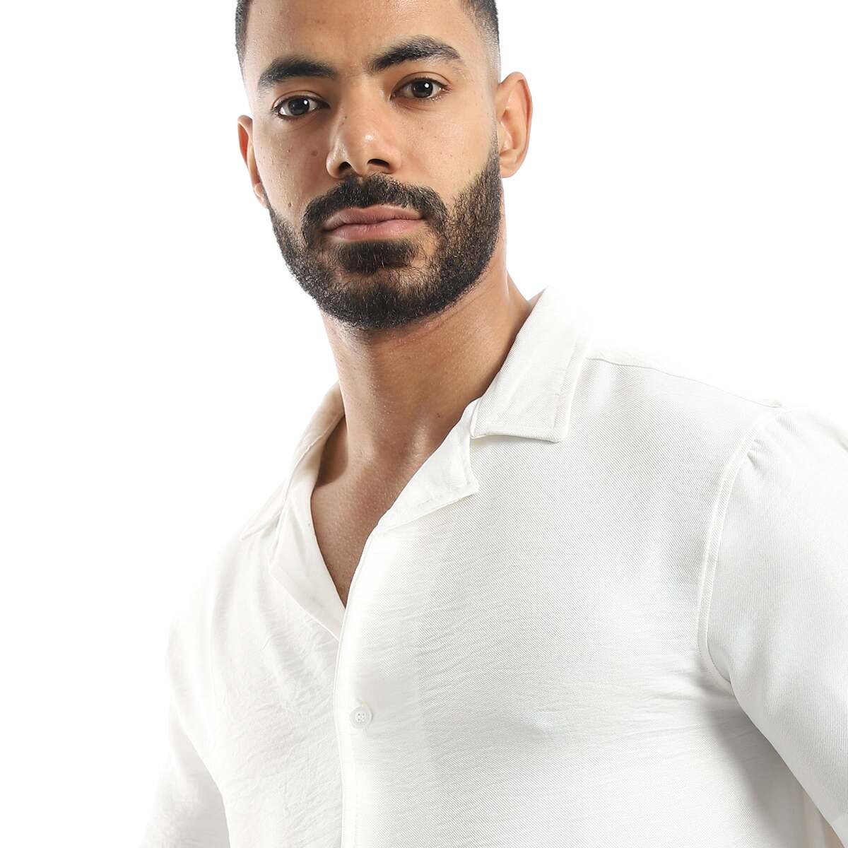 Shirt Men's Plain With Sleeves Short And Collar Folded