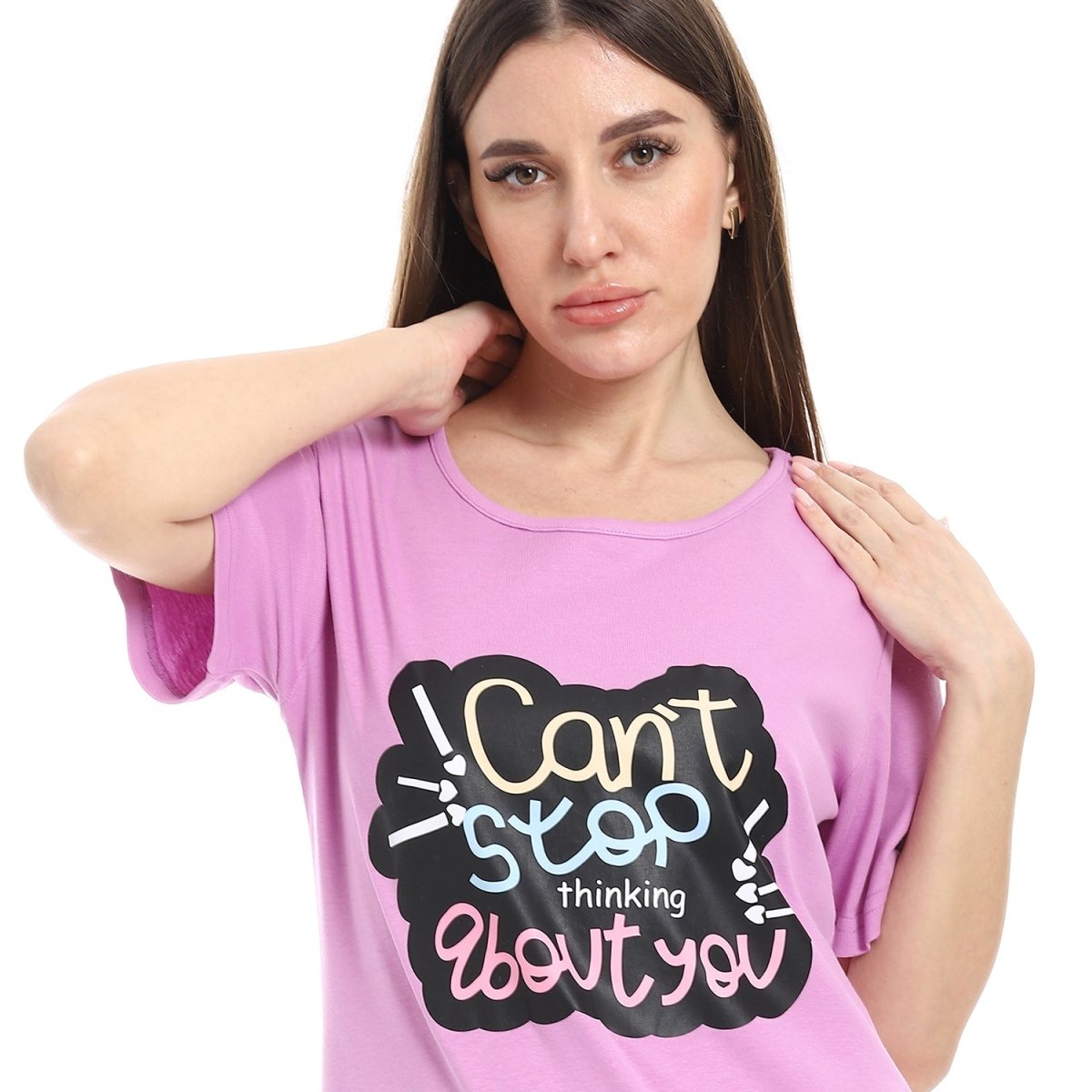 Shirt Sleep Women's Elegant With Sleeves Short 100 Cotton