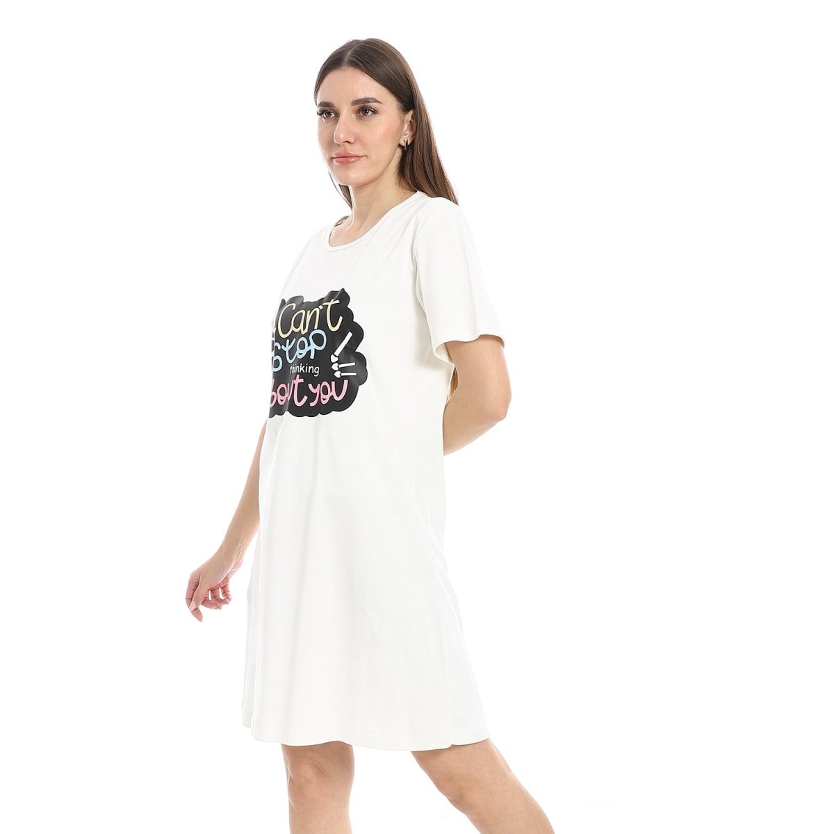 Shirt Sleep Women's Elegant With Sleeves Short 100 Cotton