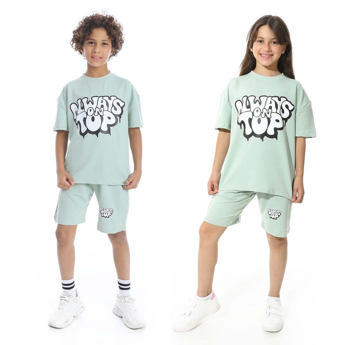 Set Pajamas Kids Summer Print Attractive From Front Unisex