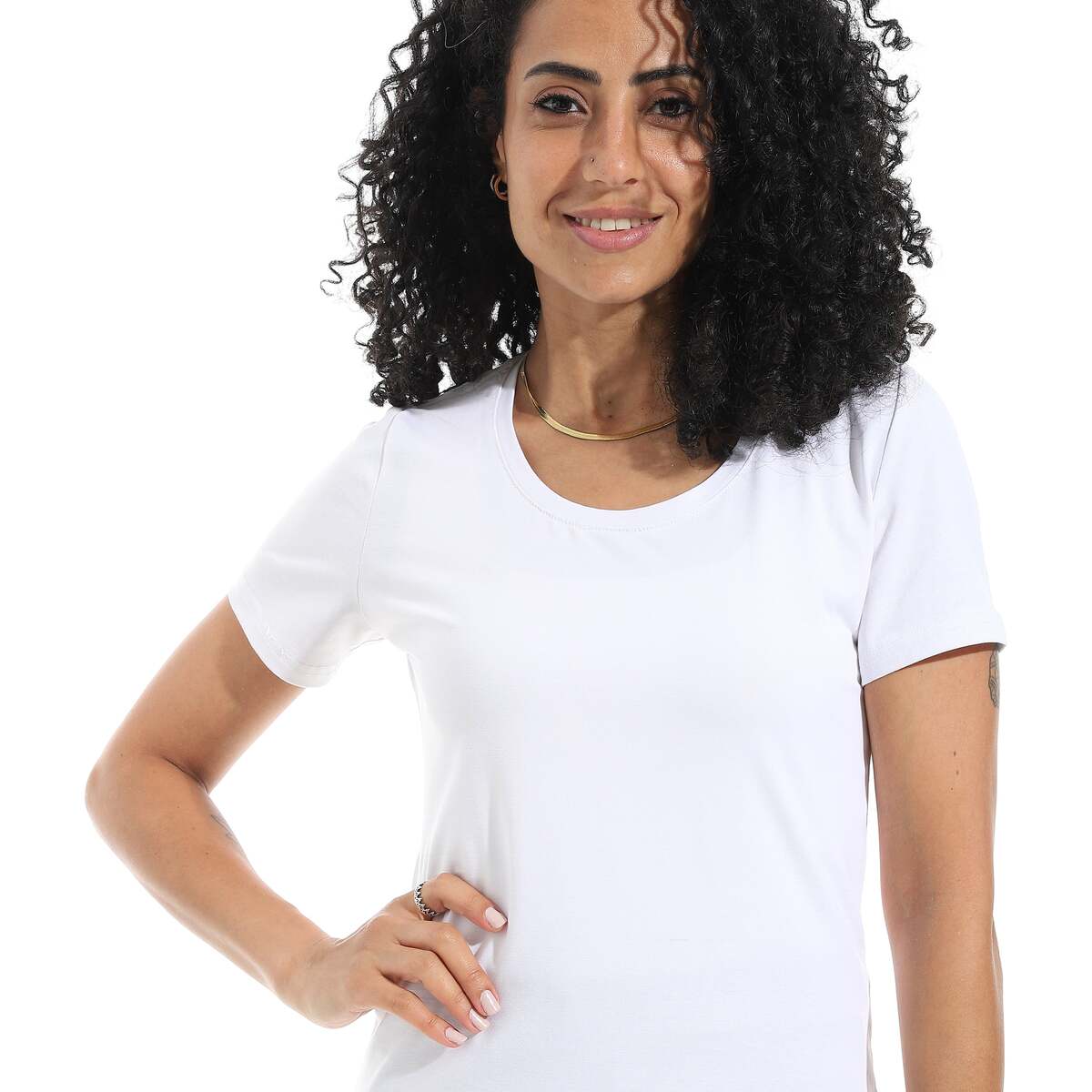 بلوزة نسائية سينجل ليكرا بنصف كم ورقبة واسعة