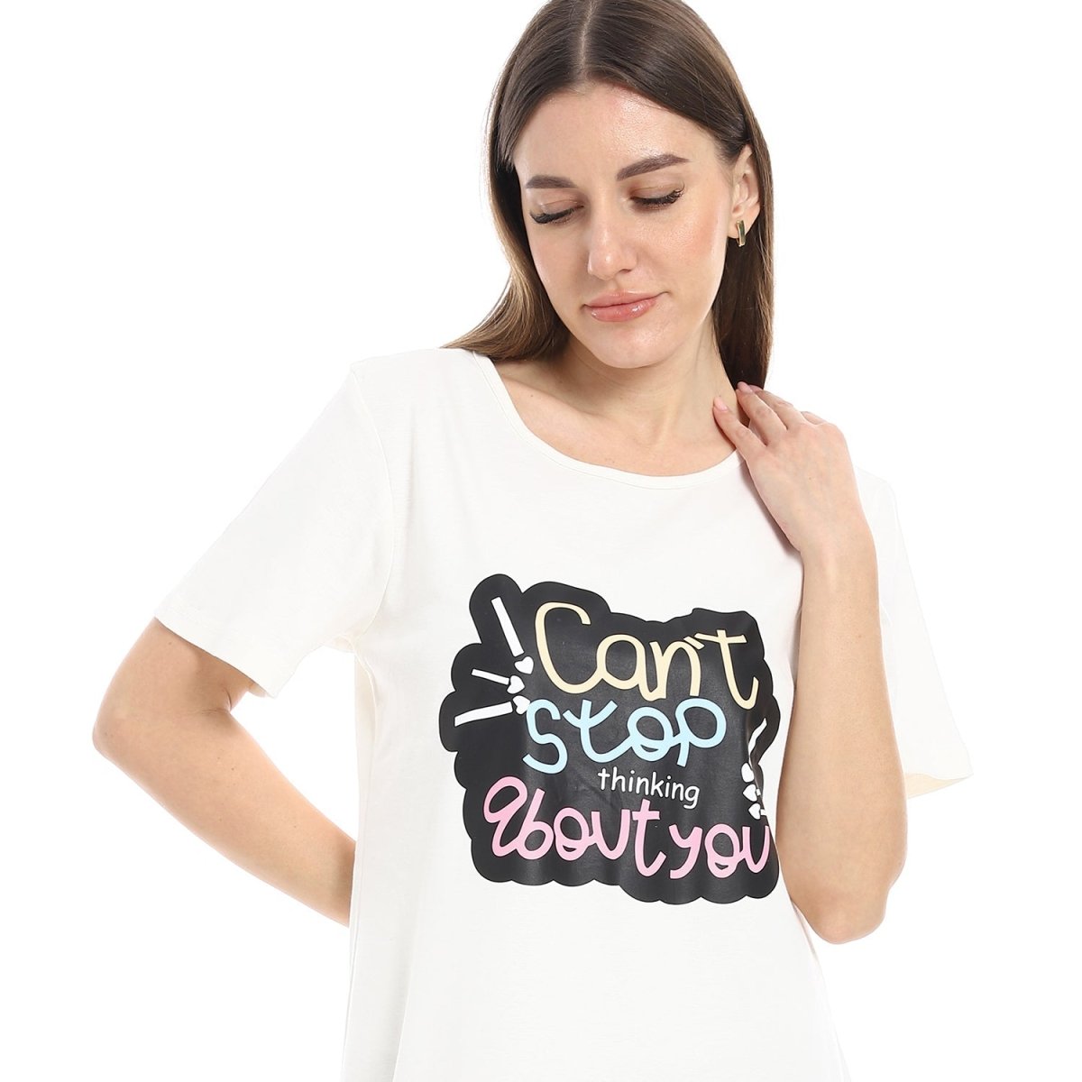 Shirt Sleep Women's Elegant With Sleeves Short 100 Cotton