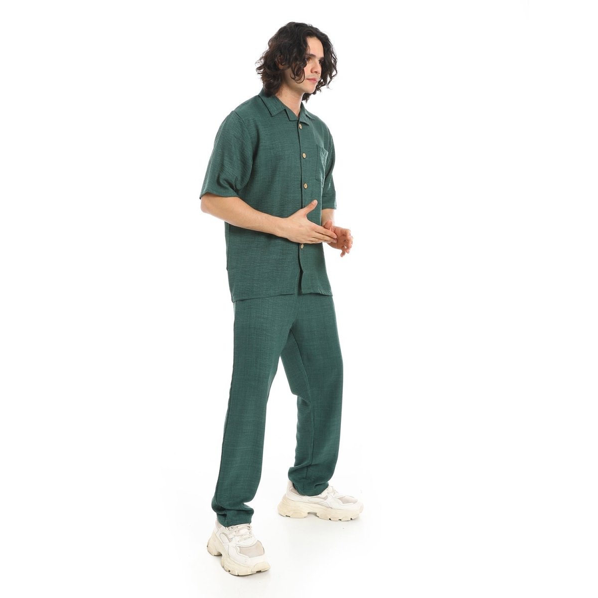 Set Shirt Pants From Linen Collar Folded