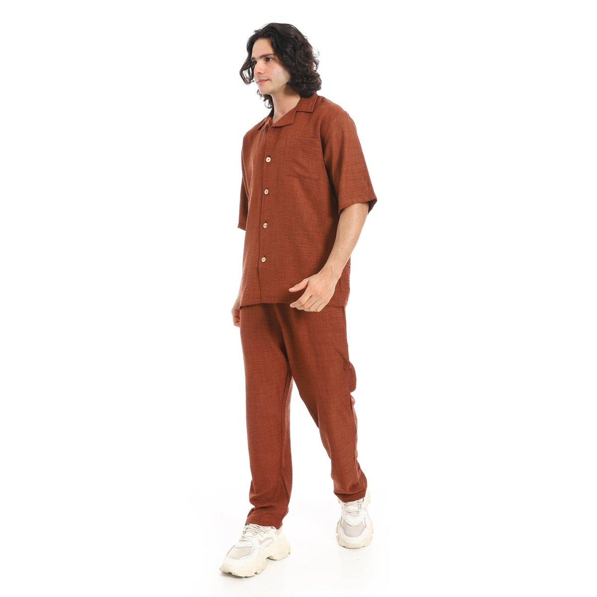 Set Shirt Pants From Linen Collar Folded