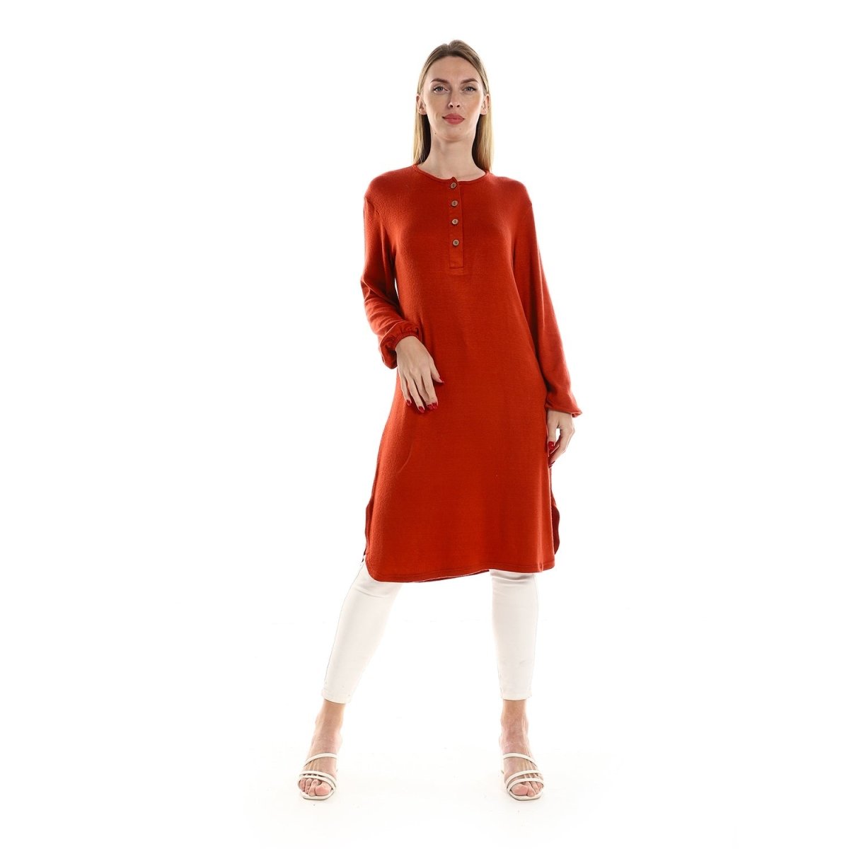 Jacket Women's Knitted With Sleeves Long Buttons