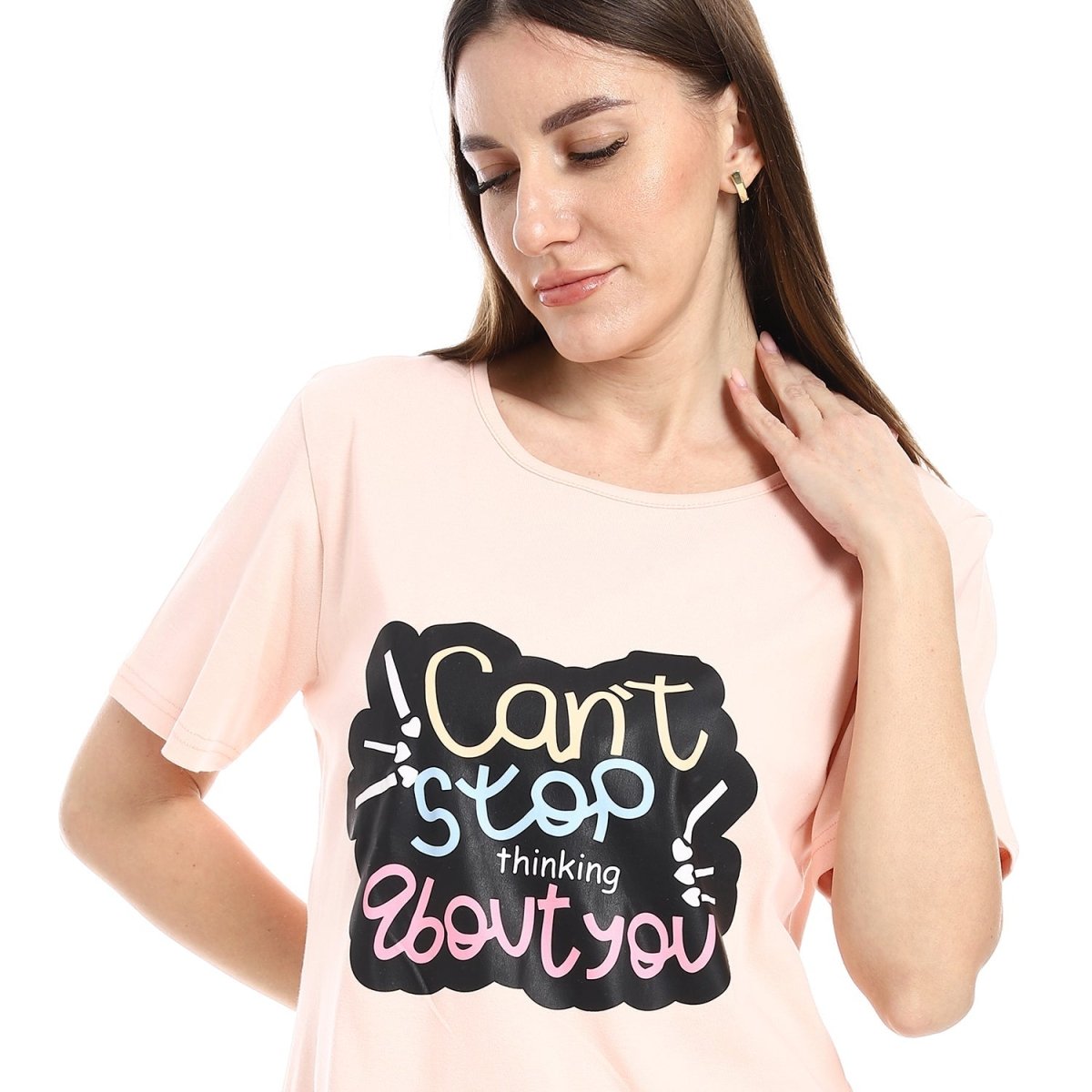 Shirt Sleep Women's Elegant With Sleeves Short 100 Cotton