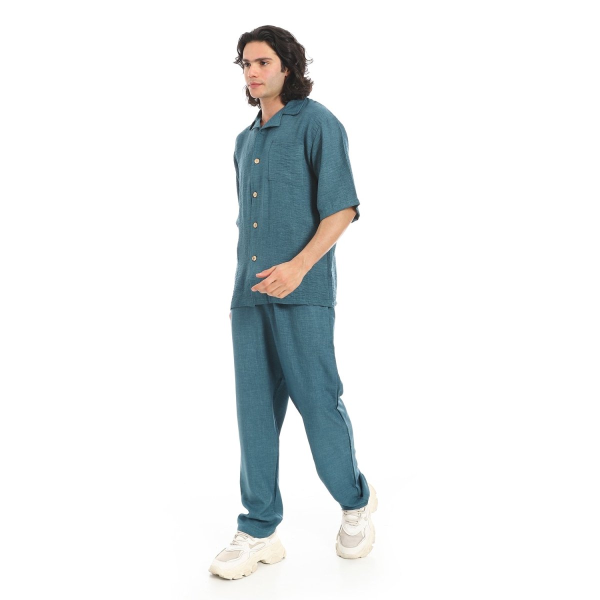 Set Shirt Pants From Linen Collar Folded