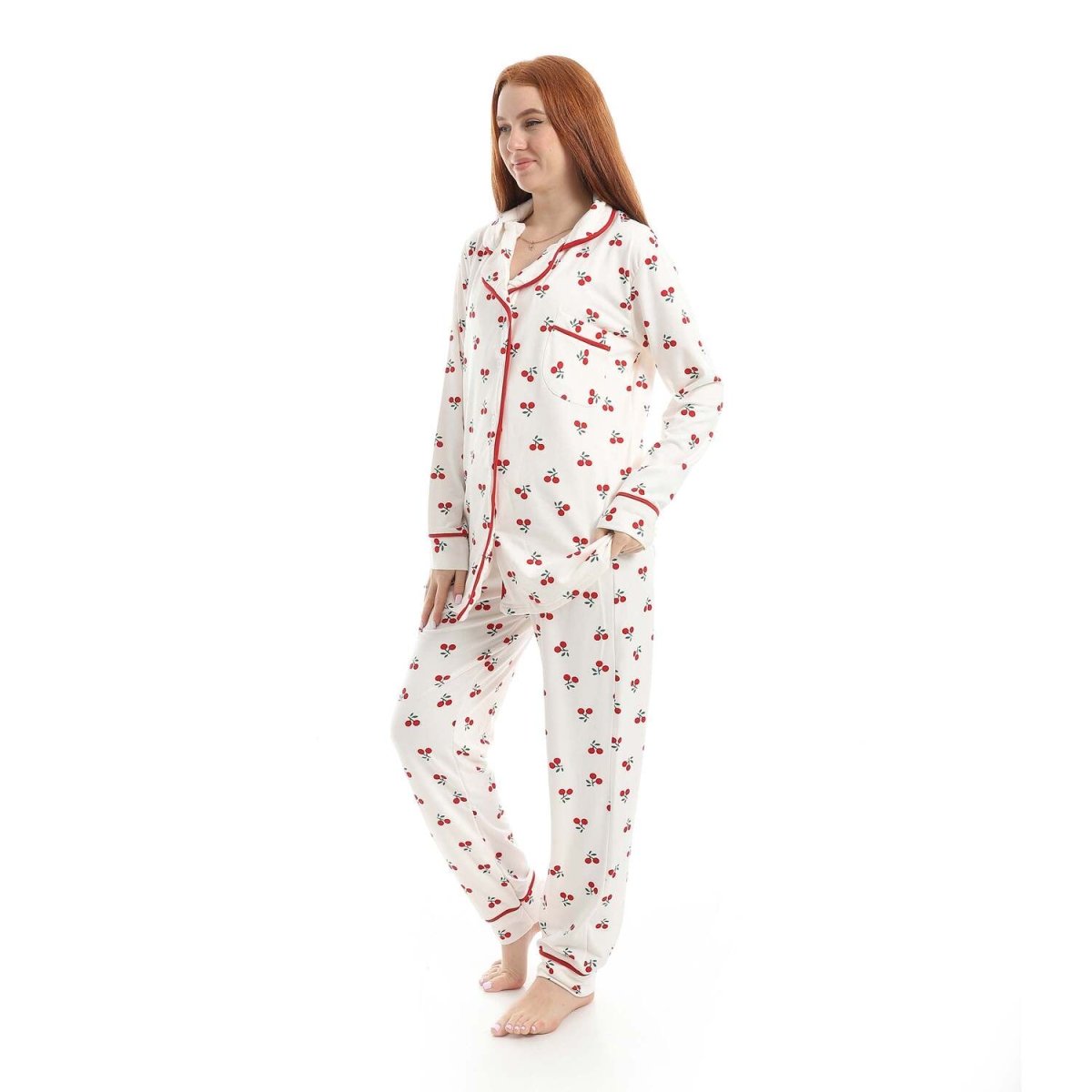 Pajamas Classic Printed Cherry With Sleeves Long