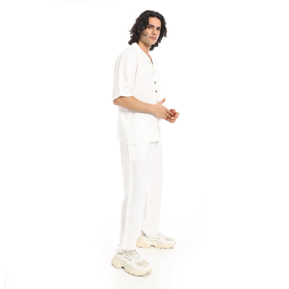 Set Shirt Pants From Linen Collar Folded