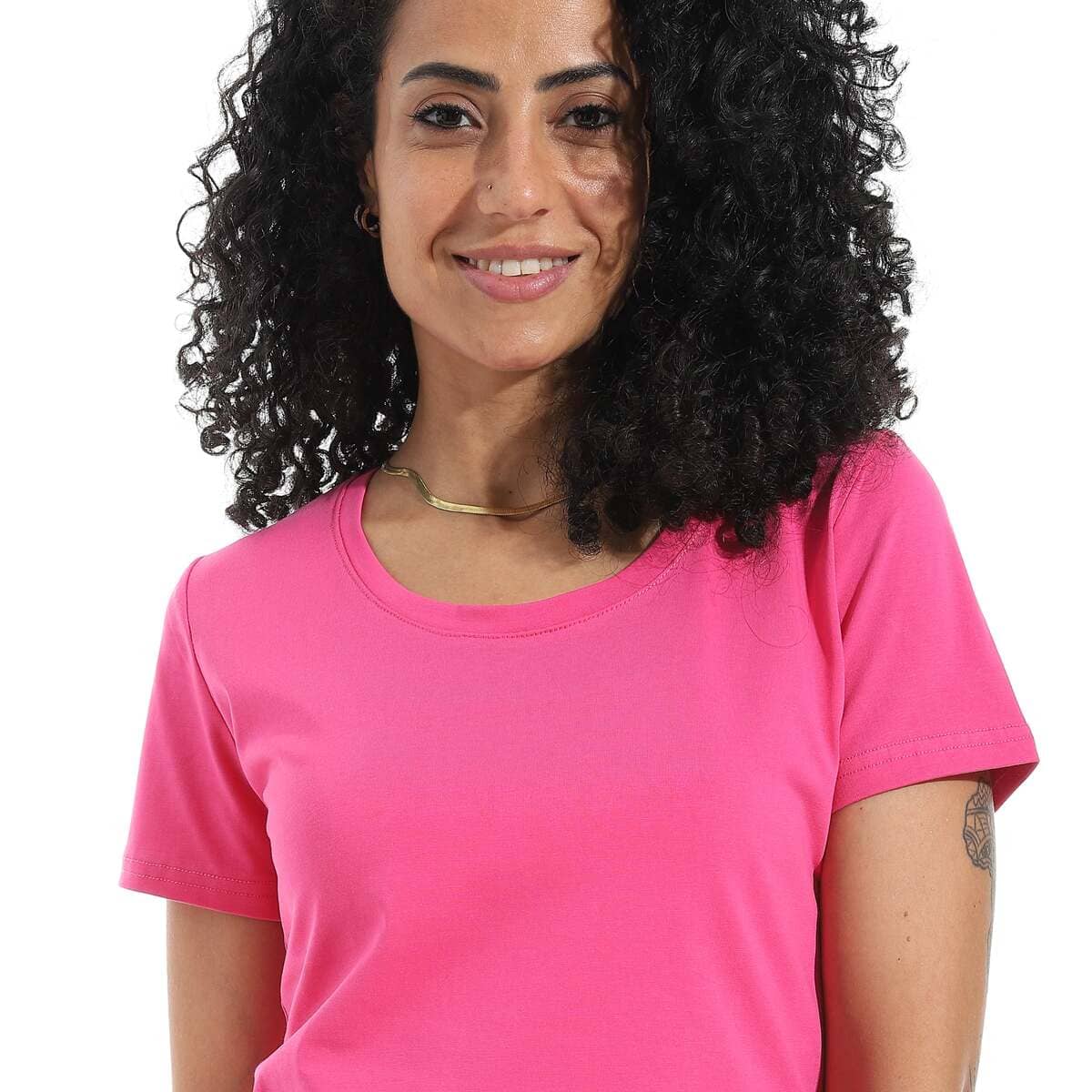 بلوزة نسائية سينجل ليكرا بنصف كم ورقبة واسعة