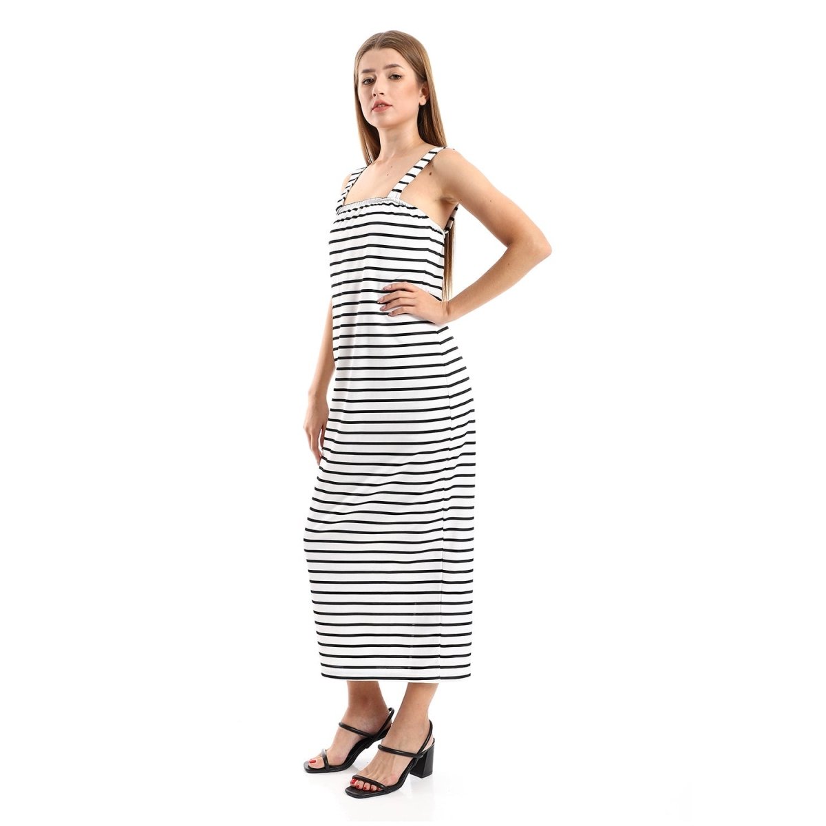 Dress Women's Casual Striped Without Sleeves And Openings Side