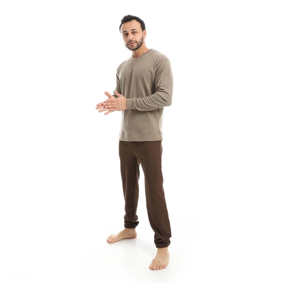 Pajamas Falafel Beige Neckline V Fabric Soft
