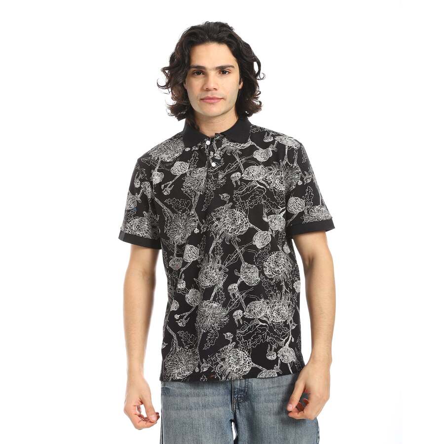 T Shirt Polo Black In Pencil Fabric Cotton 100