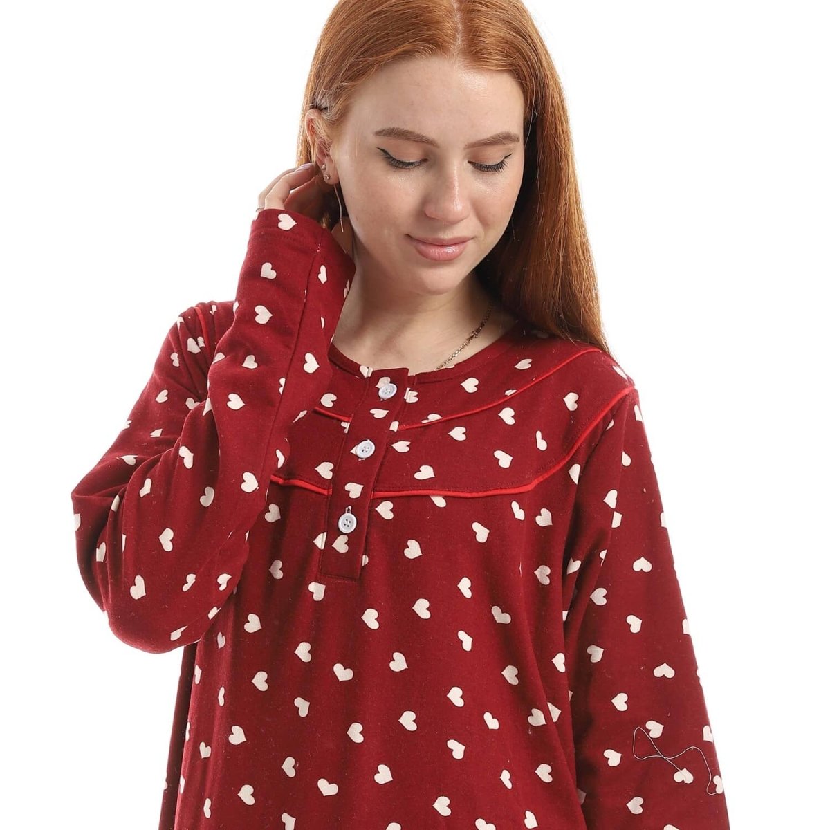 Shirt Sleep With Sleeves Printed Heart