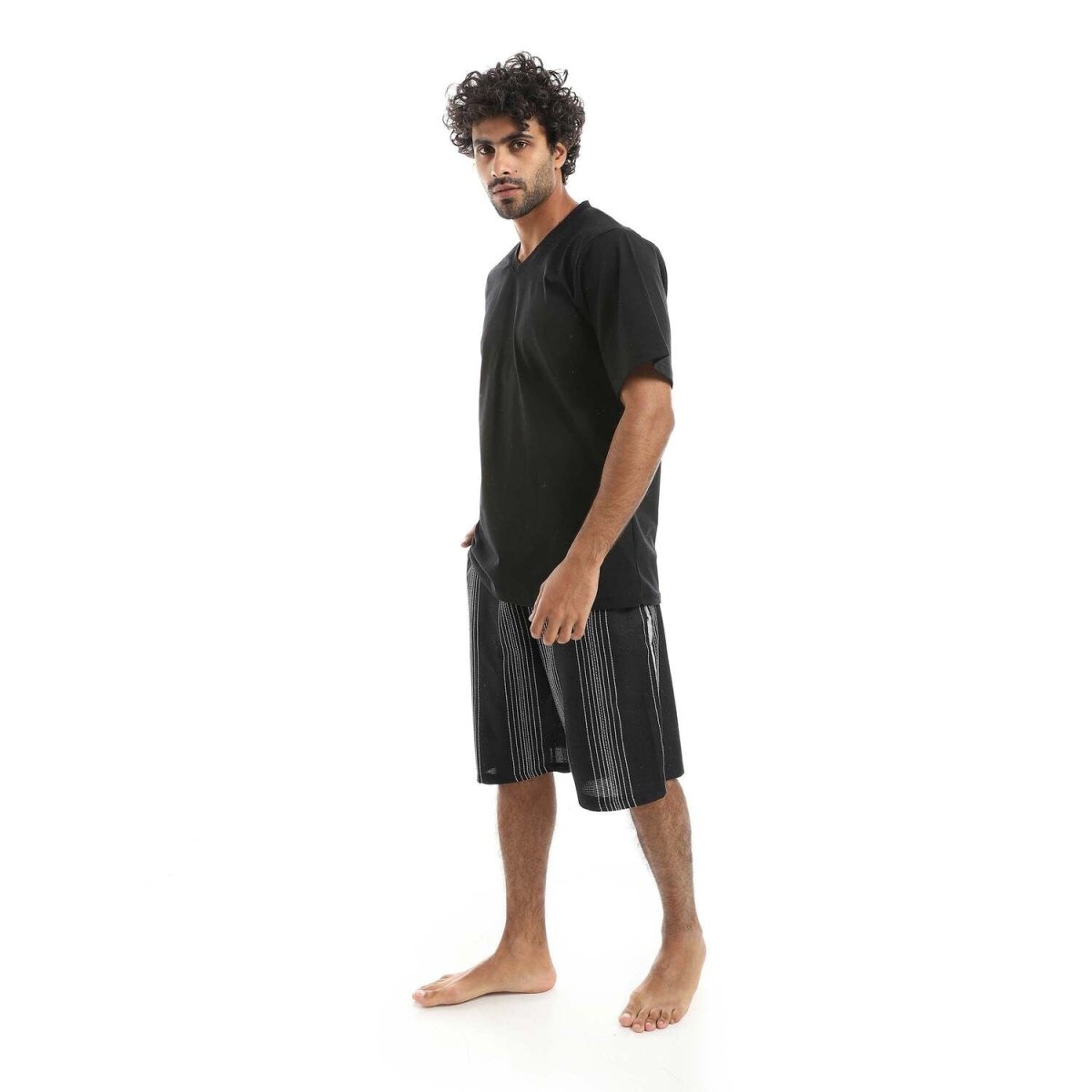 Pajamas Men's Neck V Shorts From Cotton 100