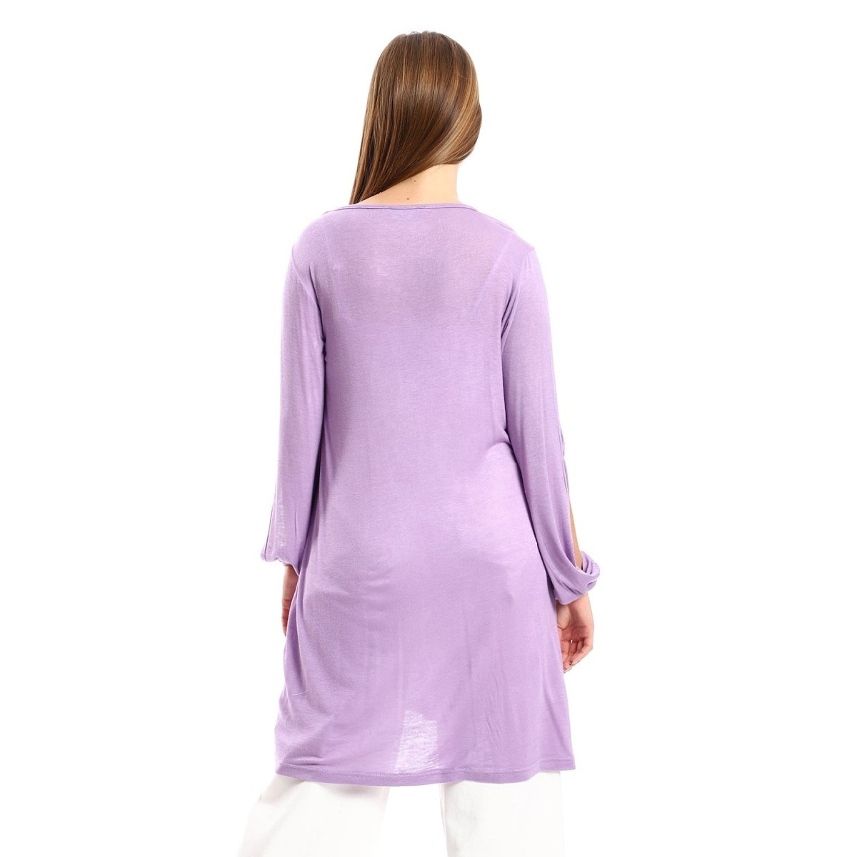 Tunic Collar Round Sleeves Side Multi Colors