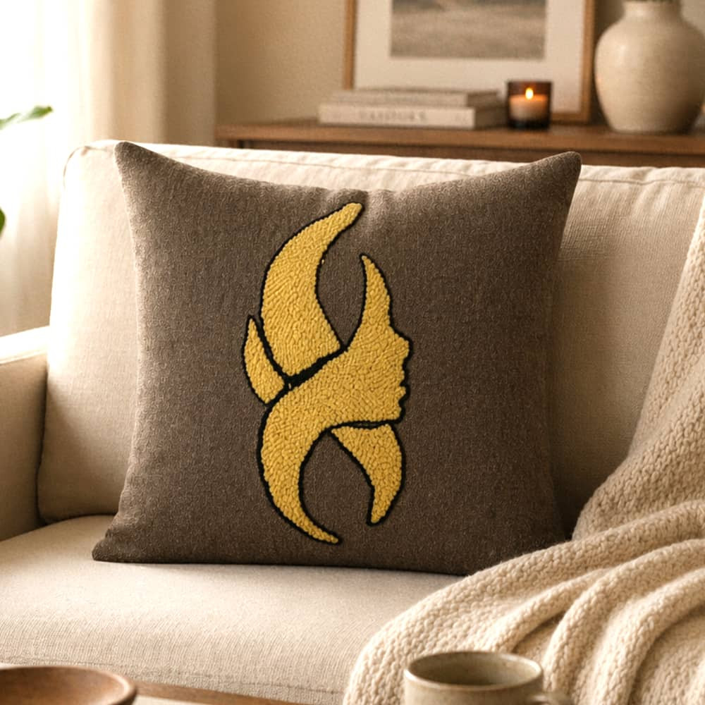 خدادية كتان دك تصميم جرافيك أصفر هاند ميد